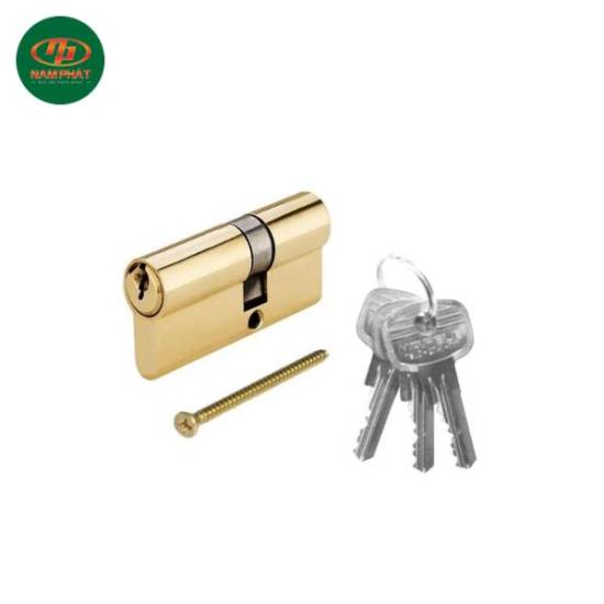 Ruột khóa Hafele 2 đầu chìa 65mm màu đồng bóng PVD 916.96.601